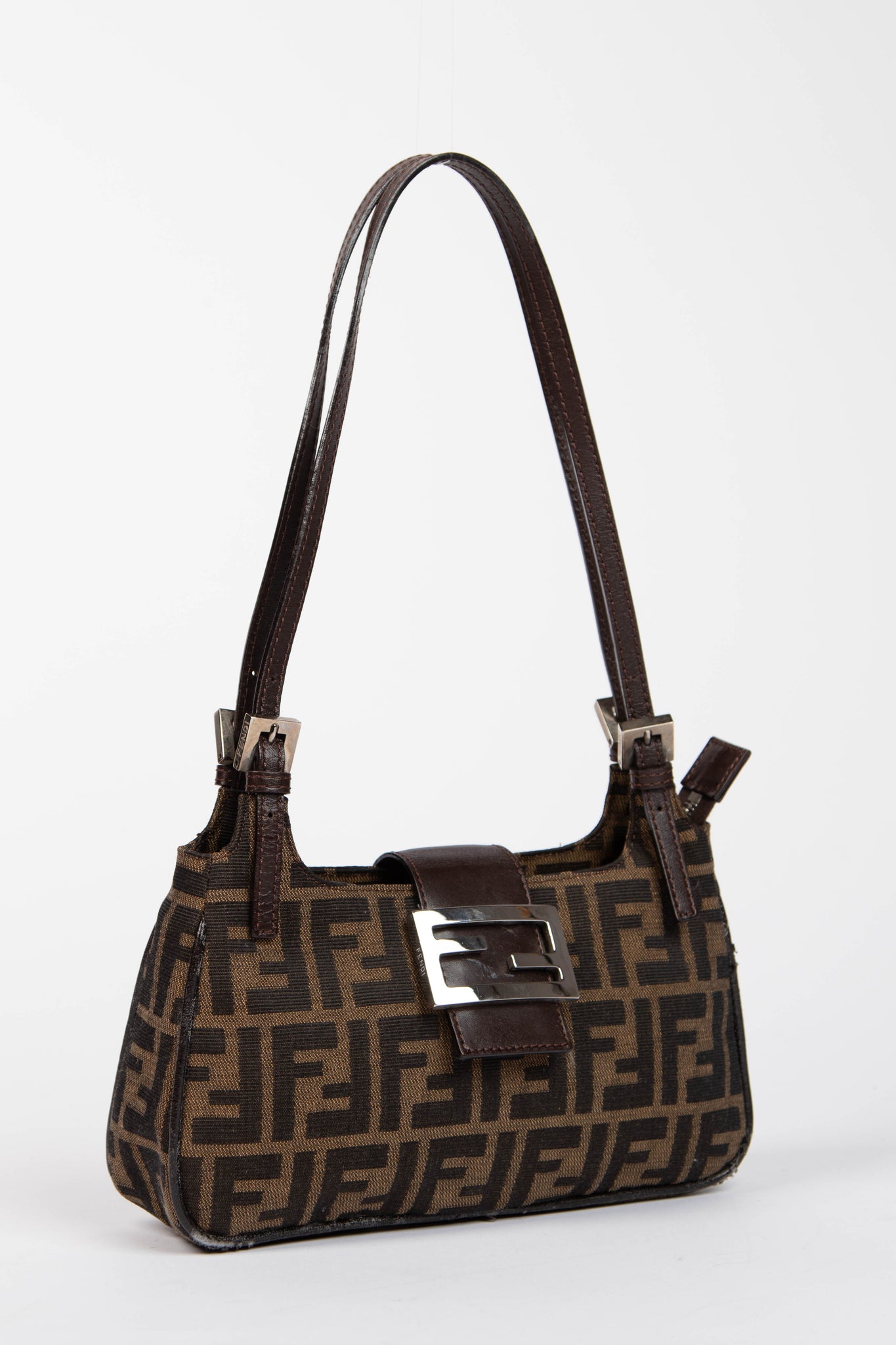 Vintage Fendi Zucca Monogram Canvas Small Shoulder Bag