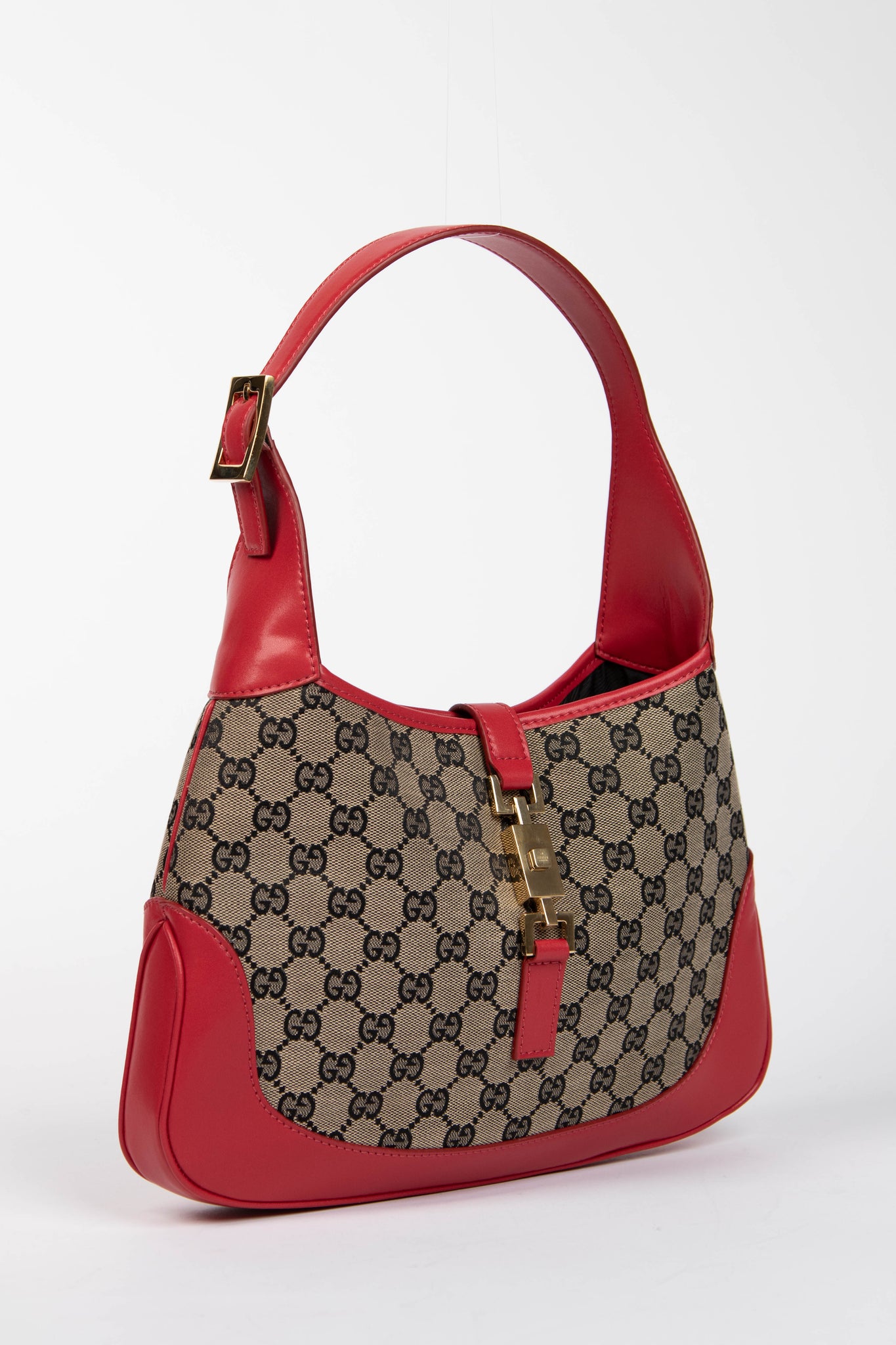 2000s Gucci Red Leather & Monogram Jackie Bag