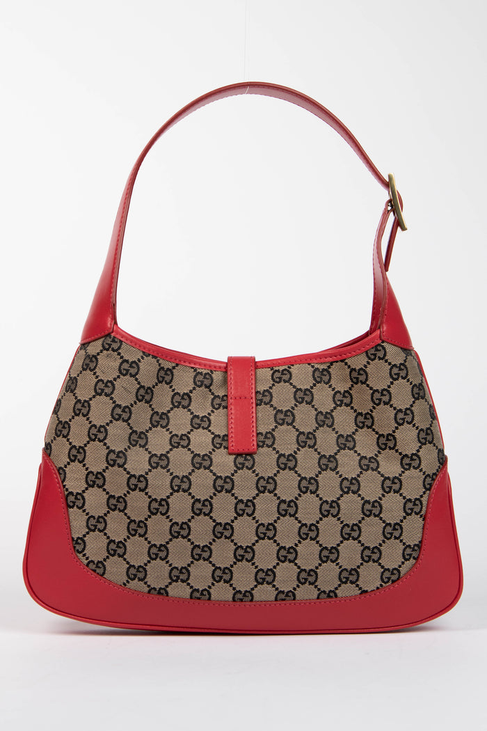 2000s Gucci Red Leather & Monogram Jackie Bag