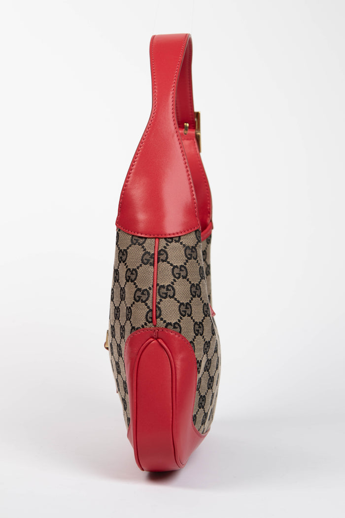 2000s Gucci Red Leather & Monogram Jackie Bag