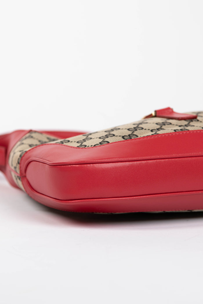 2000s Gucci Red Leather & Monogram Jackie Bag