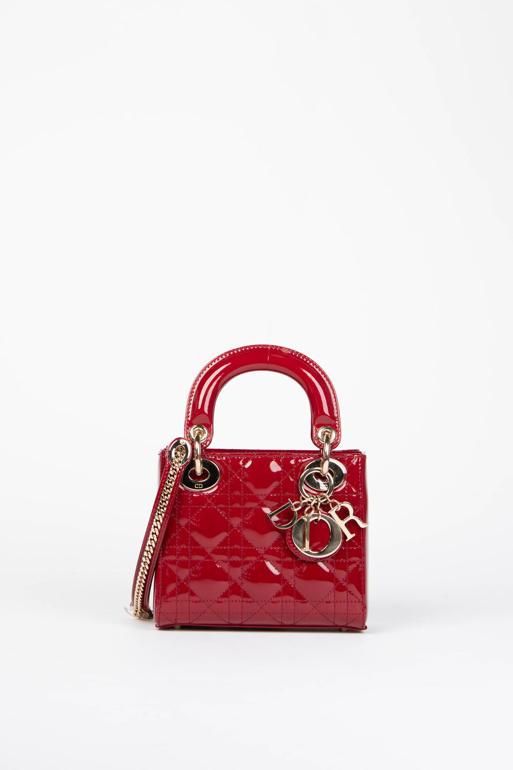 RARE Christian Dior Red Patent Leather Mini Lady Dior