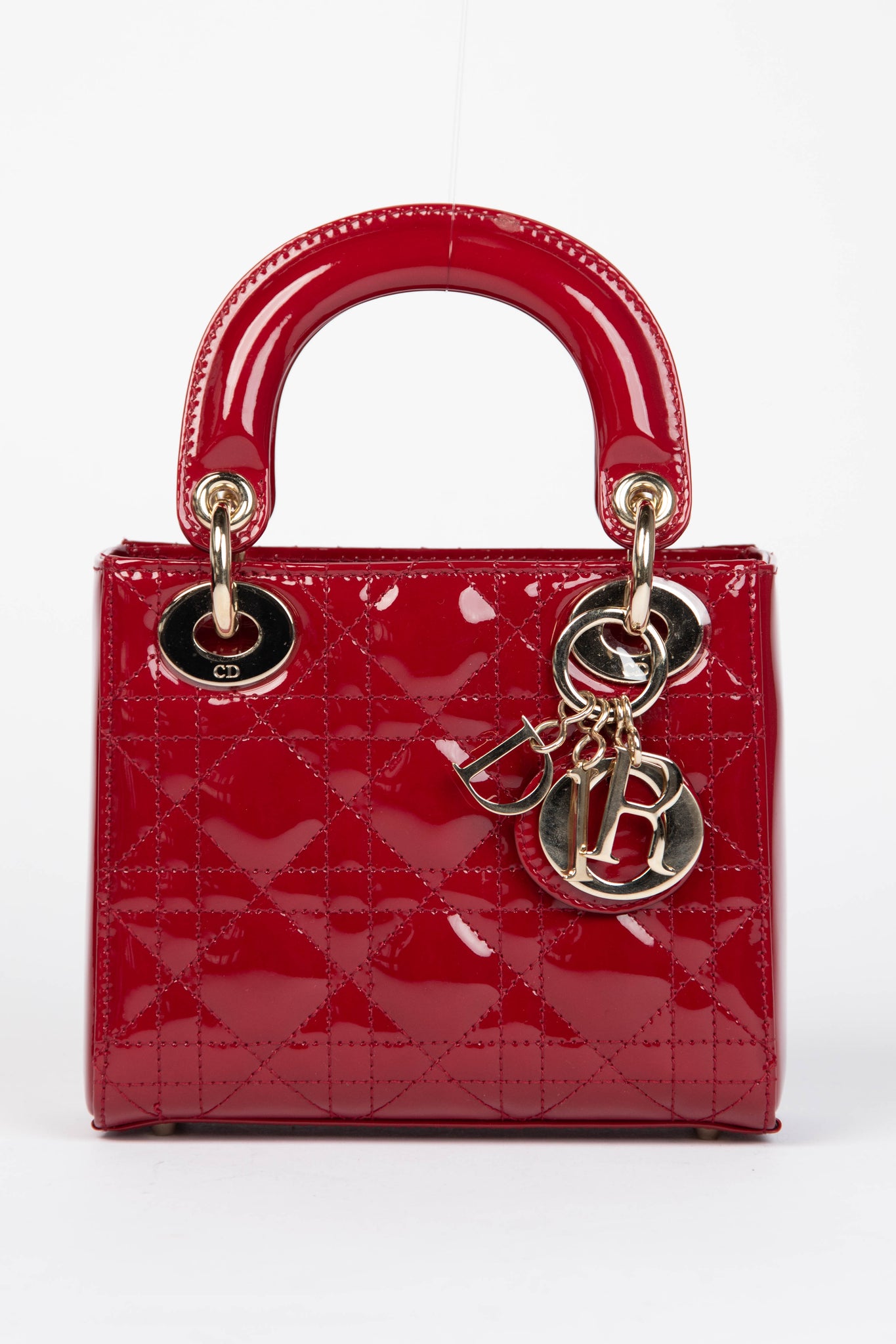 RARE Christian Dior Red Patent Leather Mini Lady Dior