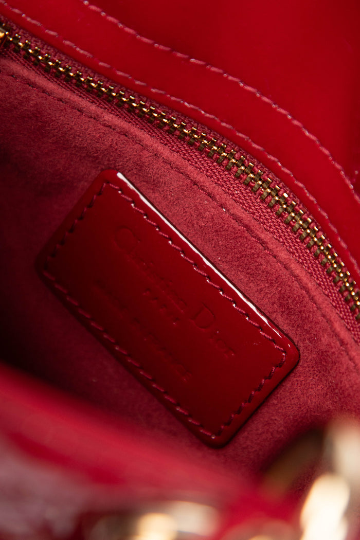 RARE Christian Dior Red Patent Leather Mini Lady Dior