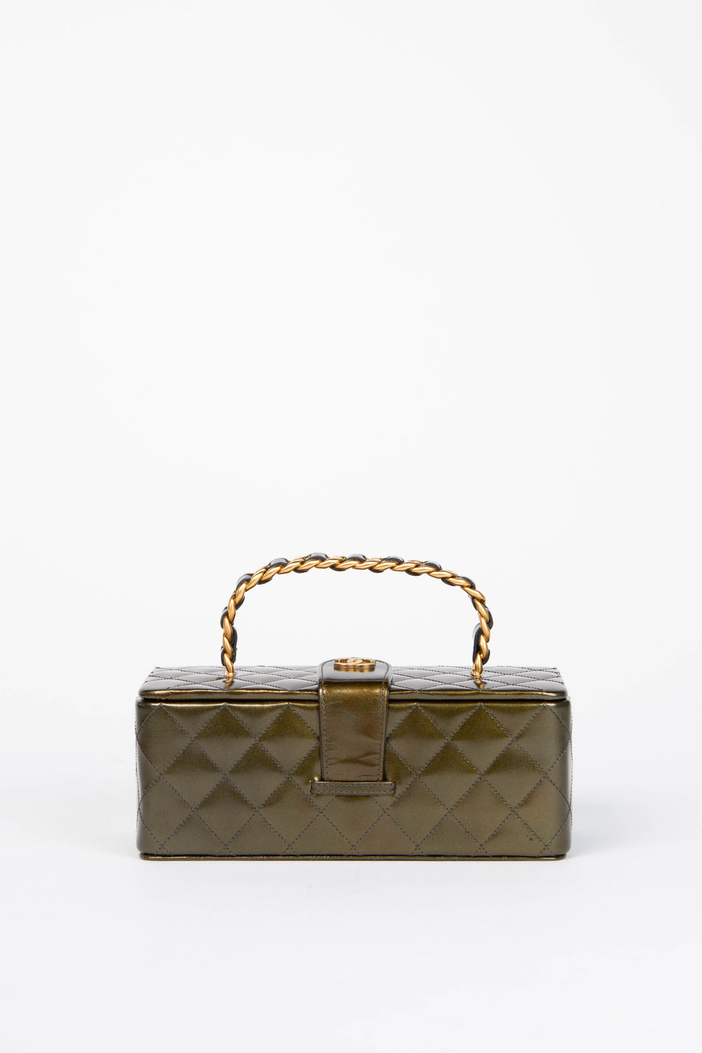 90s Chanel Khaki Small Vanity Top Handle