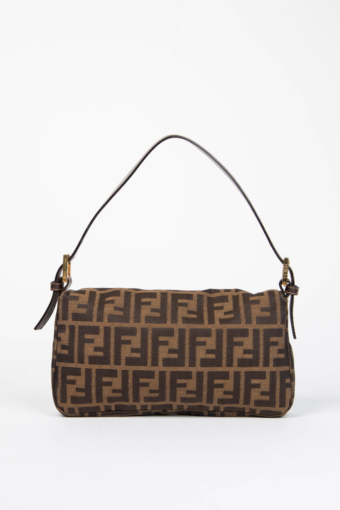 90s Fendi Zucca Baguette Monogram Shoulder Bag GHW