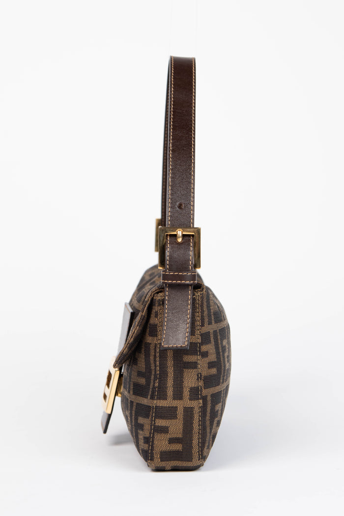 90s Fendi Zucca Baguette Monogram Shoulder Bag GHW