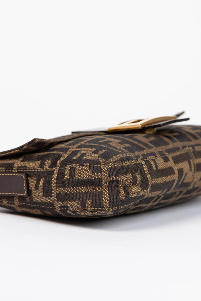 90s Fendi Zucca Baguette Monogram Shoulder Bag GHW