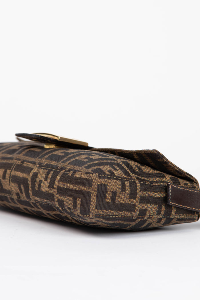 90s Fendi Zucca Baguette Monogram Shoulder Bag GHW