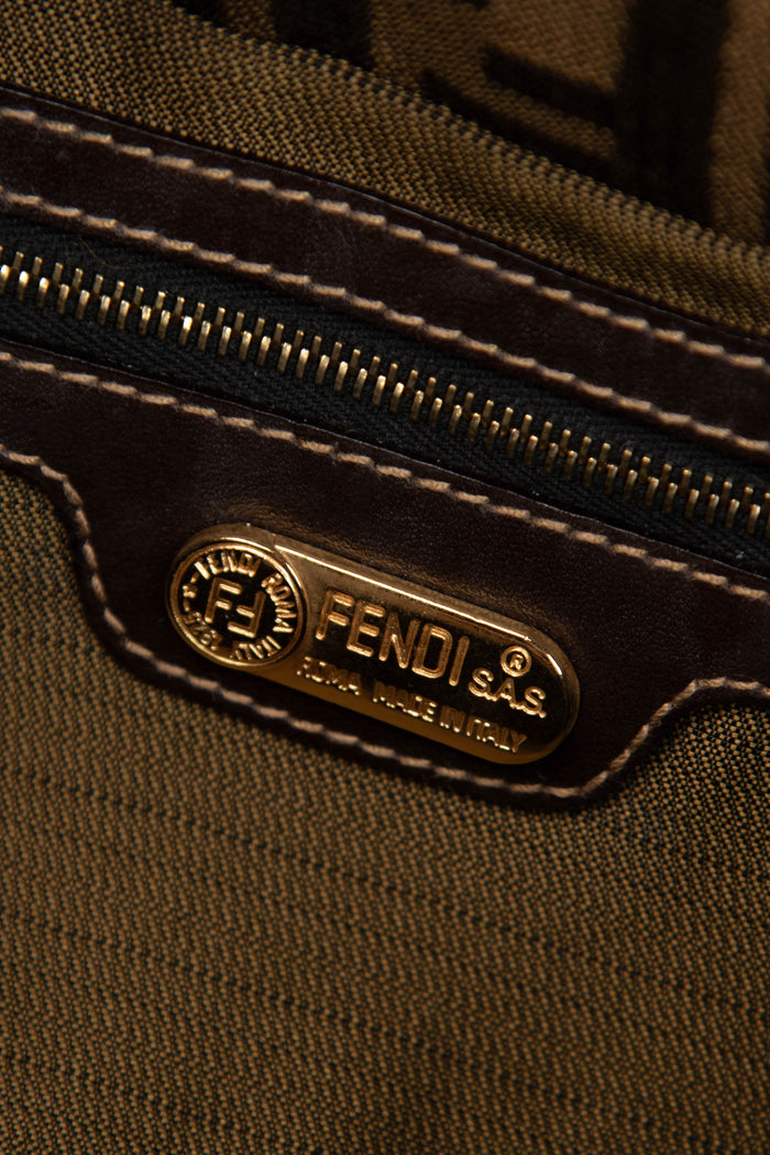 90s Fendi Zucca Baguette Monogram Shoulder Bag GHW