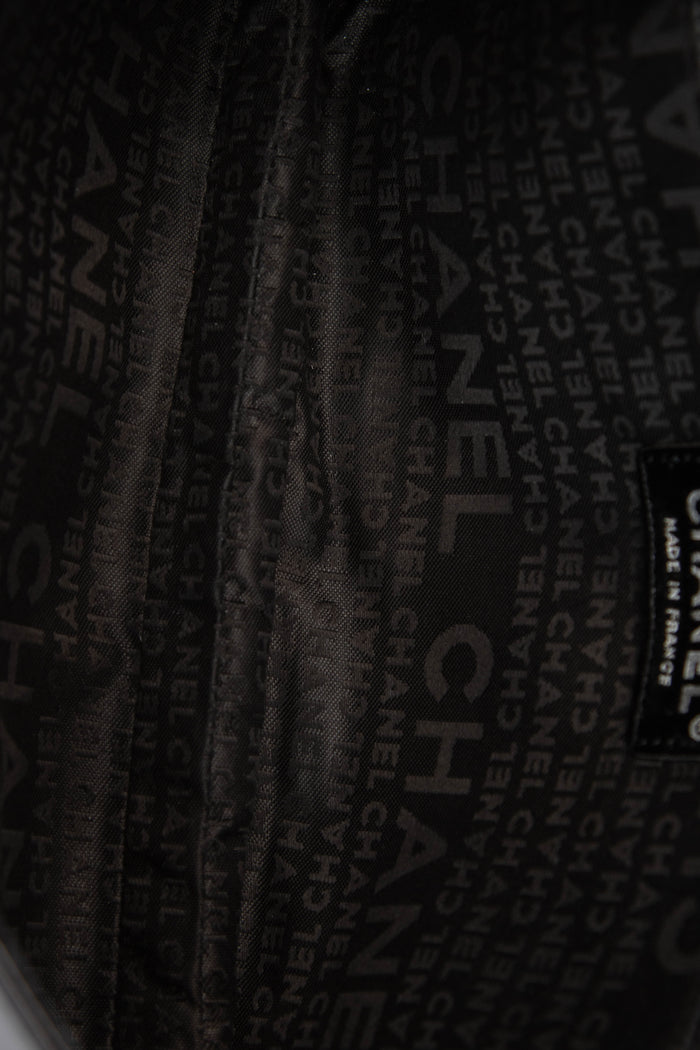 2000s Chanel Black Patent Leather Diagonal East West Chocolate Bar Flap Bag