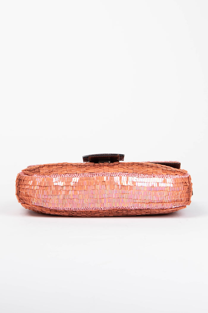 RARE Vintage Fendi Pink Sequin Baguette Shoulder Bag