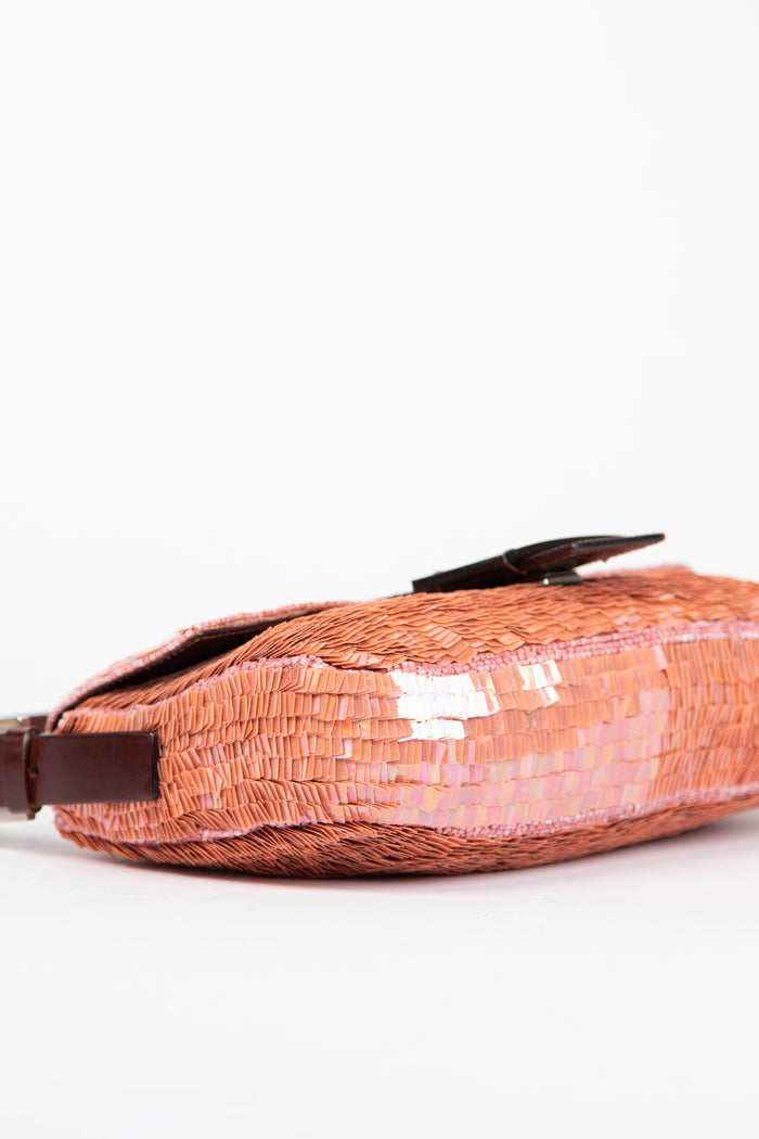 RARE Vintage Fendi Pink Sequin Baguette Shoulder Bag