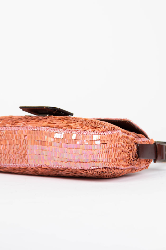 RARE Vintage Fendi Pink Sequin Baguette Shoulder Bag