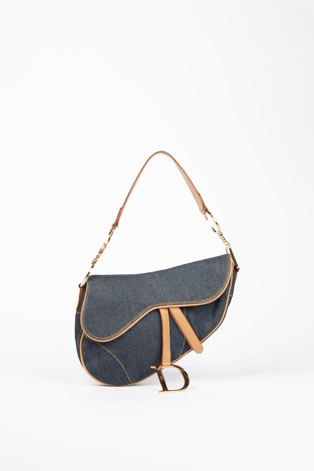2000s Christian Dior Galliano Denim Saddle Bag