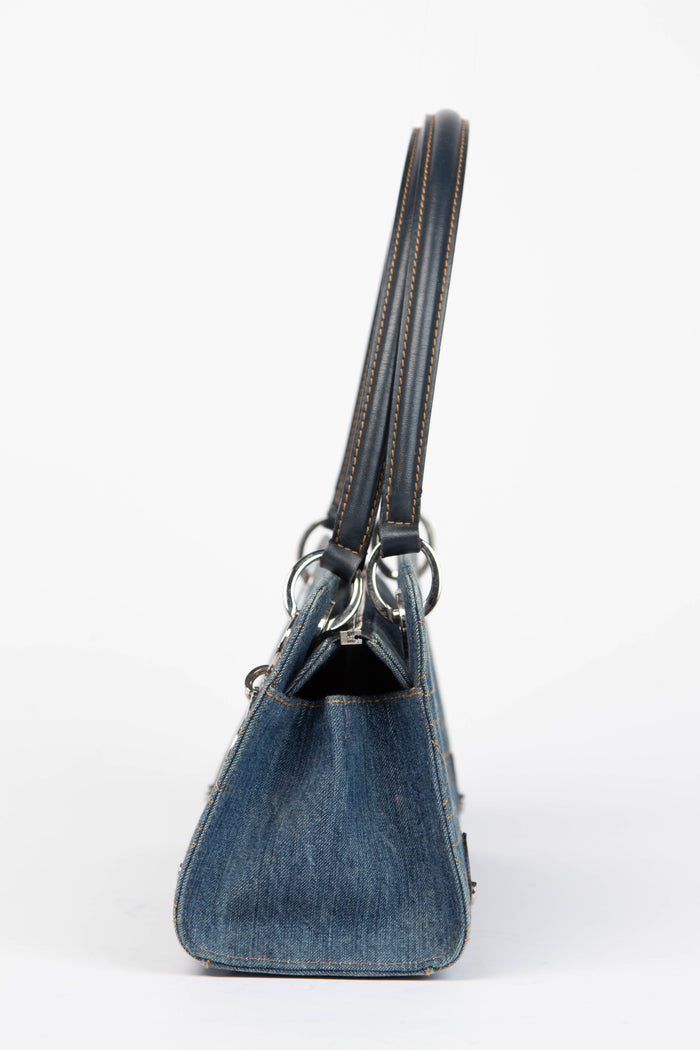 2000s Christian Dior Denim East West Shoulder Bag