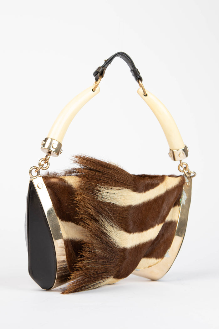 Yves Saint Laurent Pony Hair Double Horn Mombasa Shoulder Bag