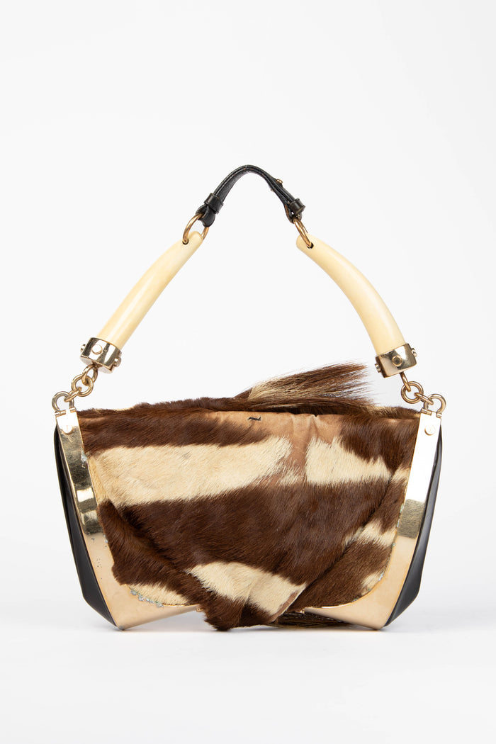 Yves Saint Laurent Pony Hair Double Horn Mombasa Shoulder Bag