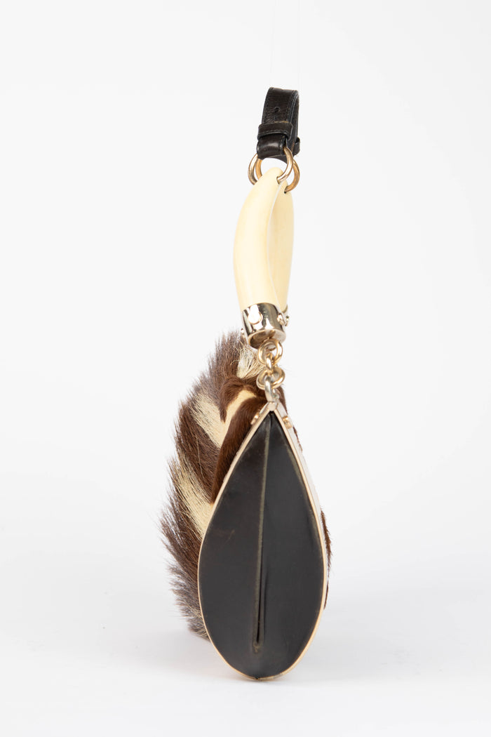 Yves Saint Laurent Pony Hair Double Horn Mombasa Shoulder Bag