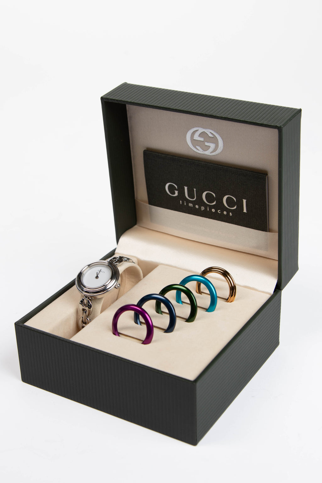 Vintage Gucci Silver Marina Chain Bezel Watch