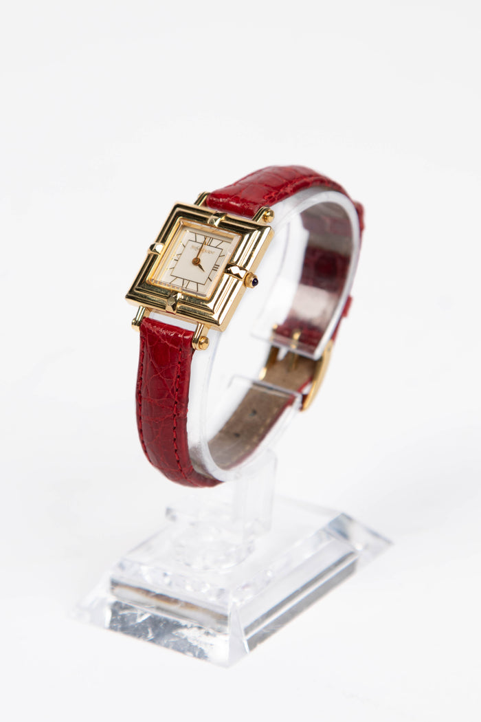 Vintage YSL Quartz Watch with Alligator Strap