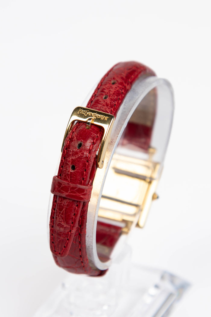 Vintage YSL Quartz Watch with Alligator Strap
