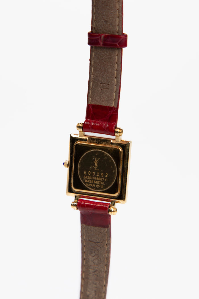 Vintage YSL Quartz Watch with Alligator Strap