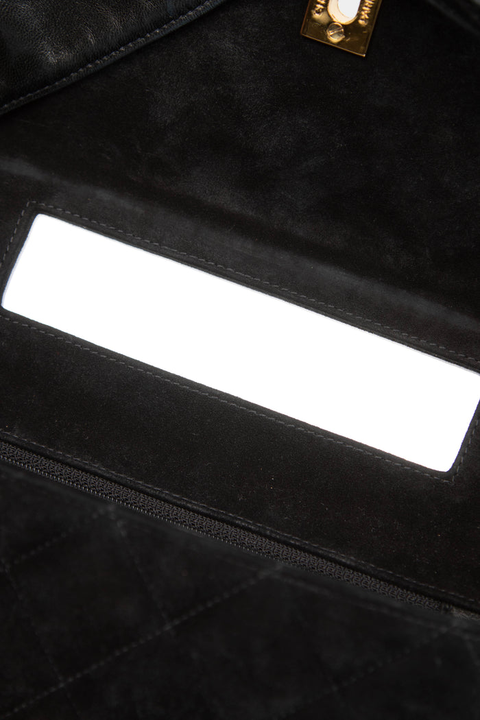 Vintage Chanel Black Suede Shoulder Bag with GHW