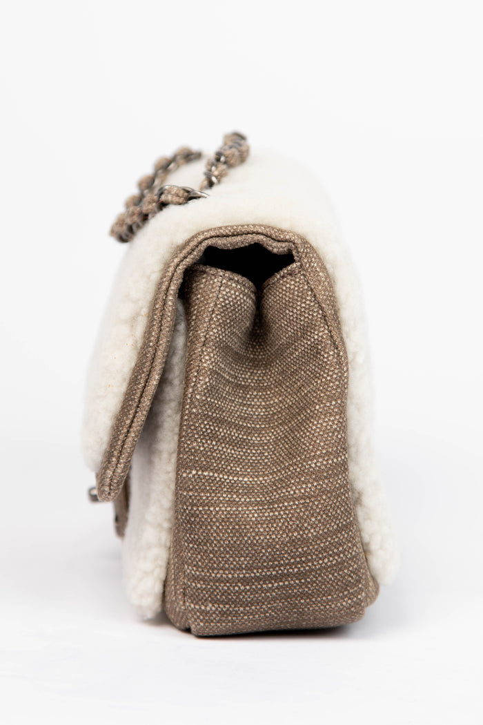 2014 Chanel Paris Dallas Cream Shearling Single Flap Bag