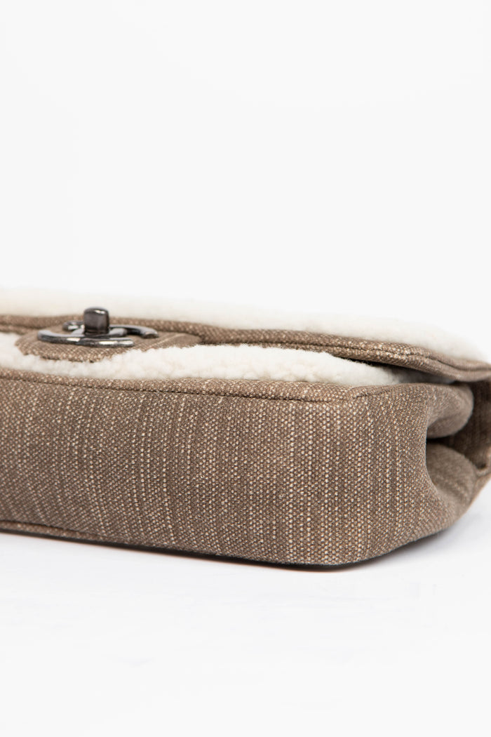 2014 Chanel Paris Dallas Cream Shearling Single Flap Bag