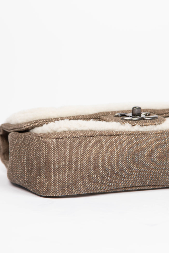 2014 Chanel Paris Dallas Cream Shearling Single Flap Bag