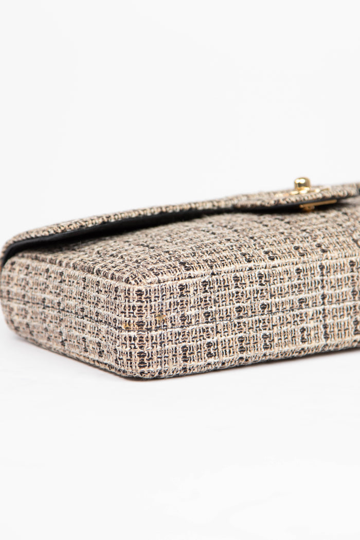 2000s Chanel Tweed East West Single Flap Shoulder Bag