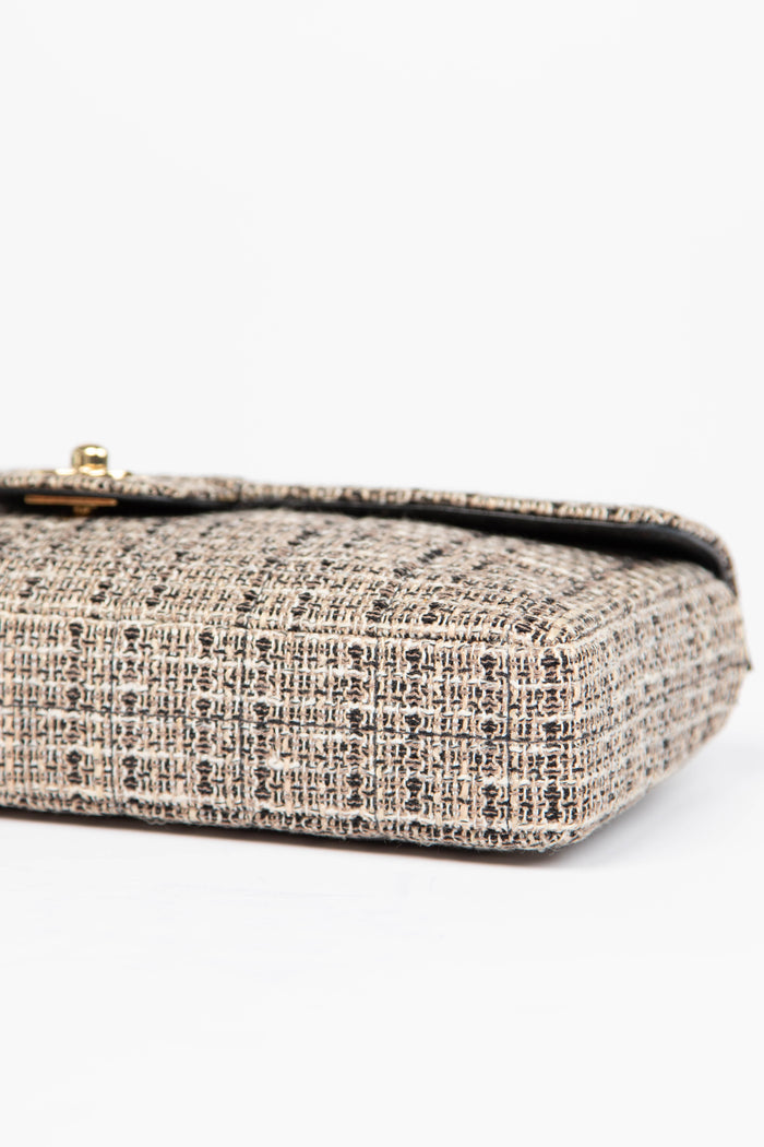 2000s Chanel Tweed East West Single Flap Shoulder Bag
