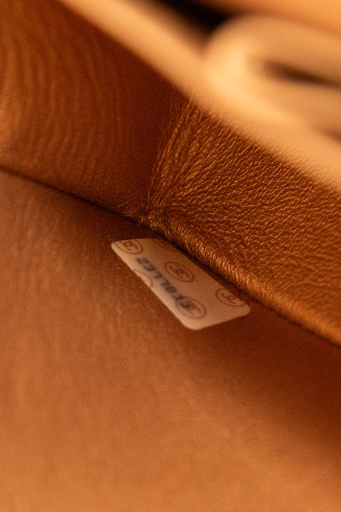 SUPER RARE 90s Chanel Gold Brocade Medium Double Flap Shoulder Bag