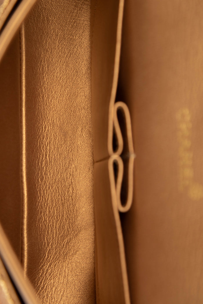 SUPER RARE 90s Chanel Gold Brocade Medium Double Flap Shoulder Bag