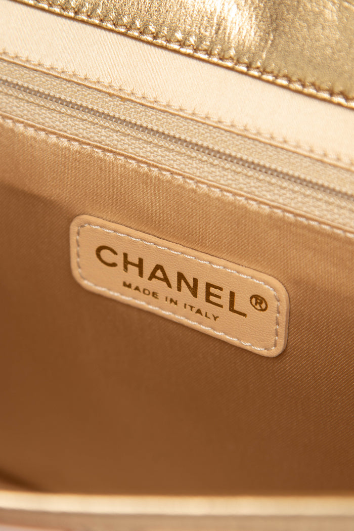 SUPER RARE 2000s Chanel Gold Ice Cube Single Flap Shoulder Bag