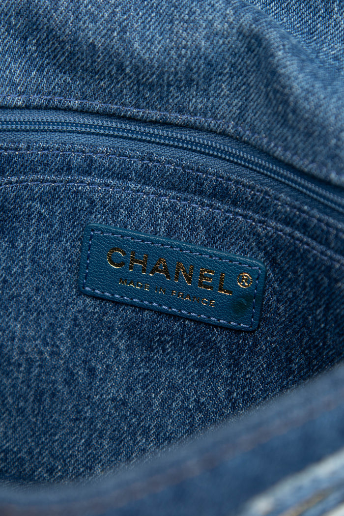 RARE 2019 Chanel Paris-Egypt Denim and Shearling Hieroglyph Flap Bag