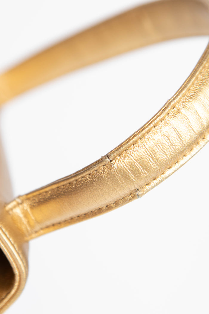 90s Chanel Gold Lambskin Leather Envelope Small Top Handle Bag