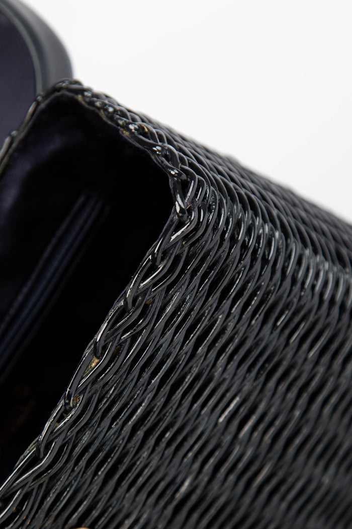 RARE Chanel Black Wicker Basket Small Top Handle Bag