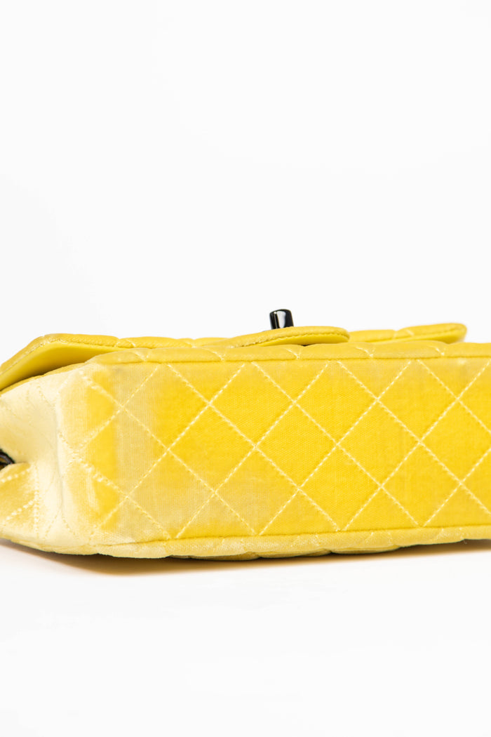 2014 Chanel Yellow Velvet Mini Rectangular Flap Shoulder Bag