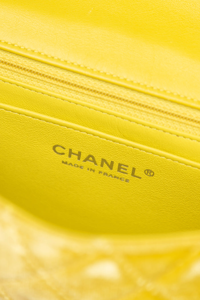 2014 Chanel Yellow Velvet Mini Rectangular Flap Shoulder Bag