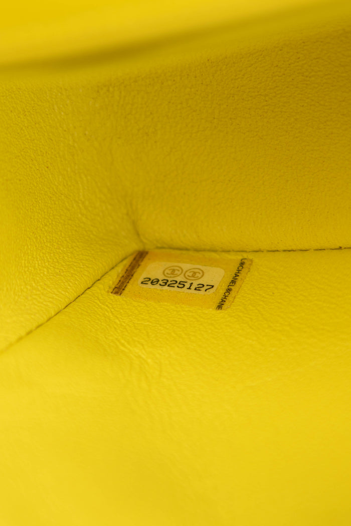 2014 Chanel Yellow Velvet Mini Rectangular Flap Shoulder Bag