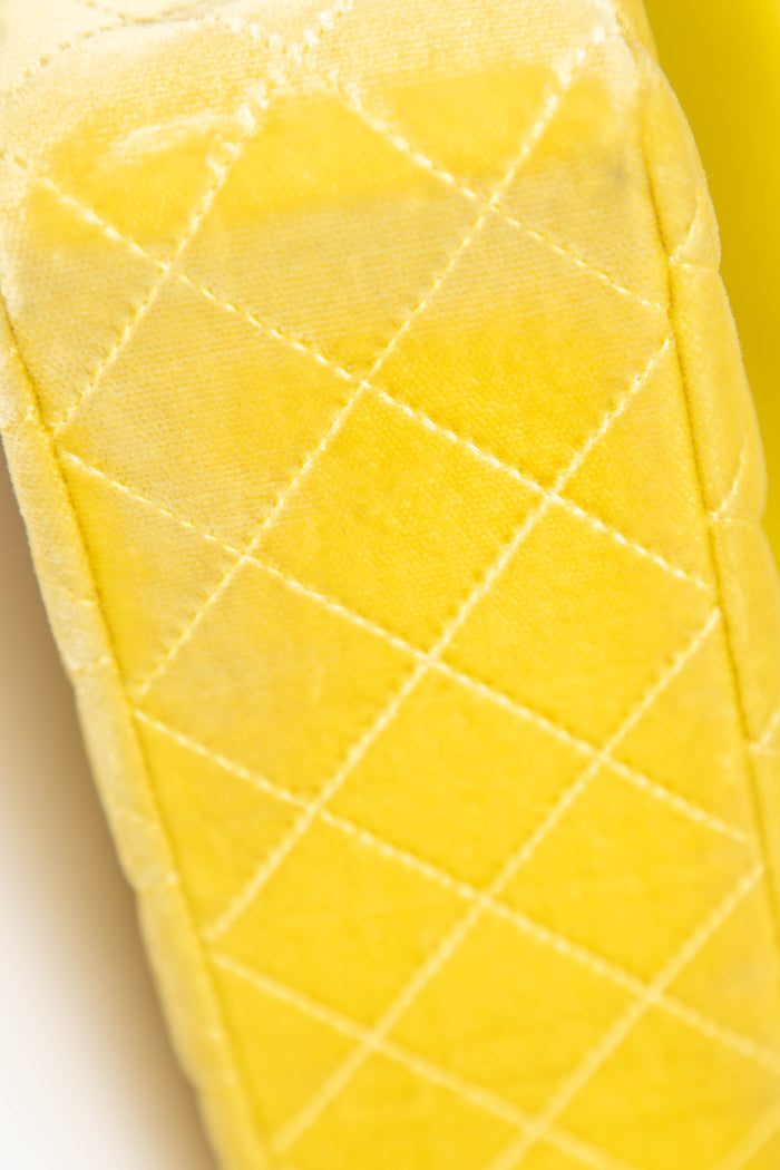 2014 Chanel Yellow Velvet Mini Rectangular Flap Shoulder Bag