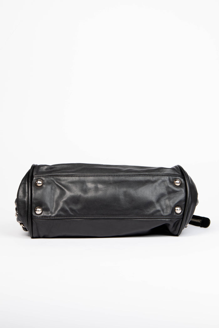 2000s Chanel Black Lambskin CC Accordian Tote Bag