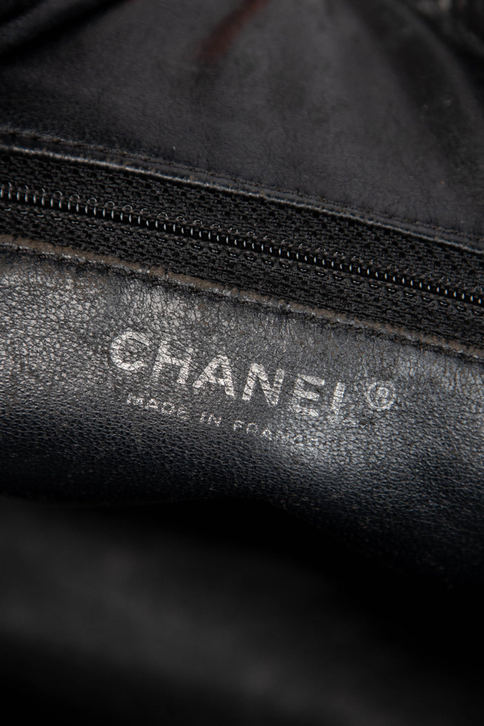 2000s Chanel Black Lambskin CC Accordian Tote Bag