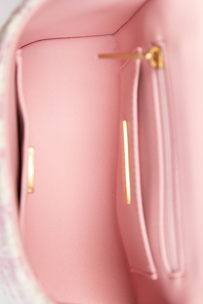 2023 Chanel Pink Houndstooth Tweed Mini Vanity Bag