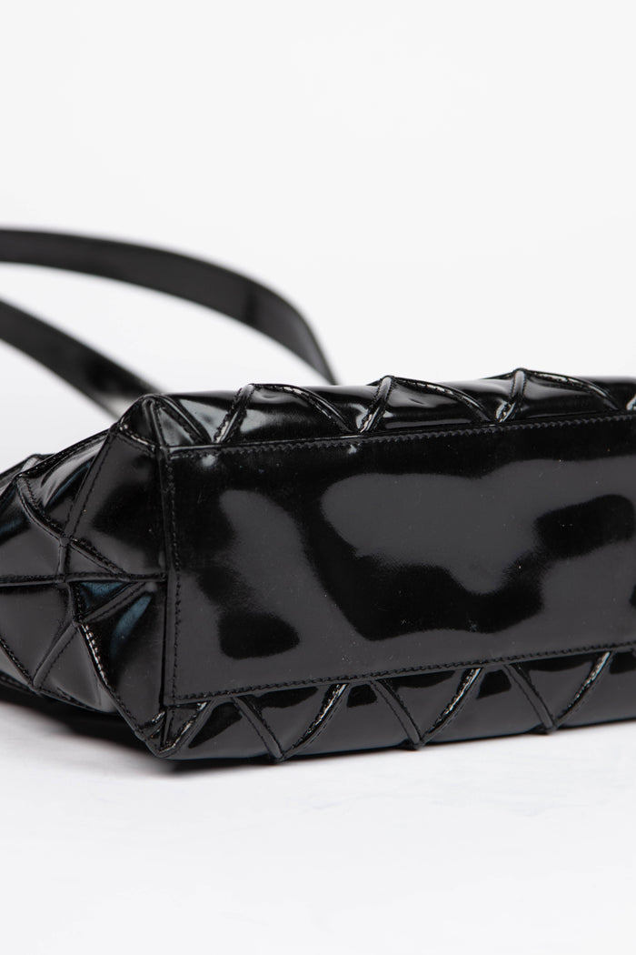 Vintage Chanel Black Patent Leather Quilted Shoulder Bag