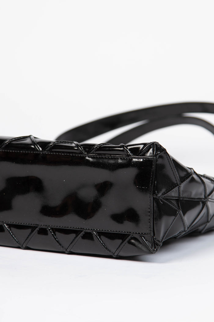 Vintage Chanel Black Patent Leather Quilted Shoulder Bag