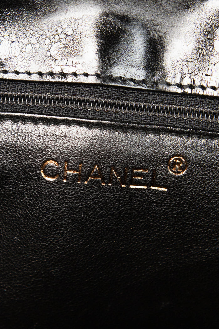 Vintage Chanel Black Patent Leather Quilted Shoulder Bag