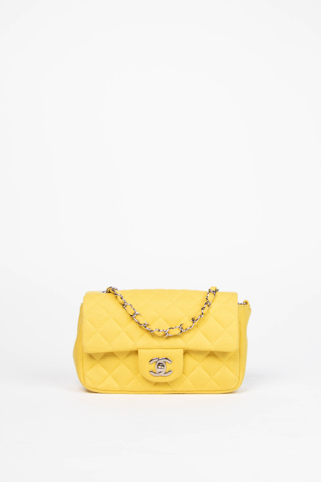 2014 Chanel Yellow Jersey Mini Rectangular Flap Shoulder Bag